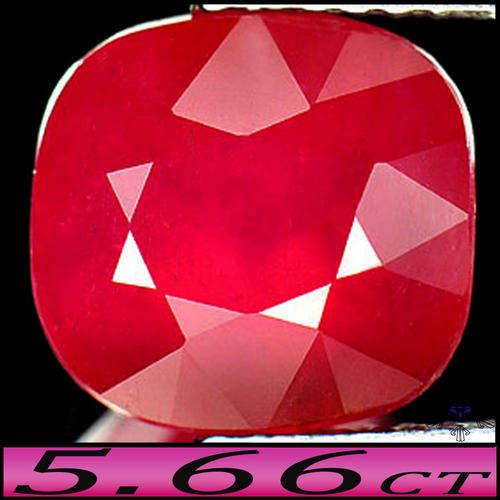 5.66CT NATURAL PURPLISH DEEP RED RUBY [VS] - MODERN CUSHION POLISHED MADAGASCAN GEM