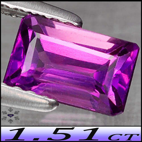1.51CT VIVID VIOLET PURPLE LAB SAPPHIRE [IF] - FLAWLESS CHATHAM DIFFUSION CREATED BAGUETTE
