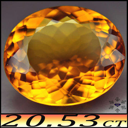 20.53CT LUSTROUS VIVID YELLOW CITRINE [VS] - BRAZILIAN PERFECT FANCY FACET HEATED OVAL