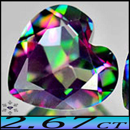 2.67CT HEART SHAPED MYSTIC GREEN TOPAZ [IF] - NATURAL TITANIUM ENHANCED GEM (TWO TO GO)