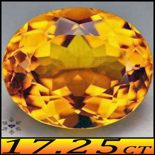 17.25CT UNHEATED INTENSE YELLOW CITRINE [IF] - BRAZILIAN MULTI FACETED OVAL HEATED GEM