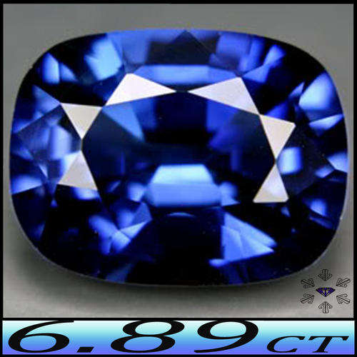 6.89CT CORNFLOWER BLUE LAB SAPPHIRE [IF] - CHATHAM DIFFUSION CREATED CUSHION