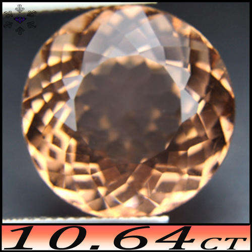 10.64CT PRANCING BRILLIANT PADPARADSCHA QUARTZ [VS] - MULTI FACETED BRAZILIAN ROUND