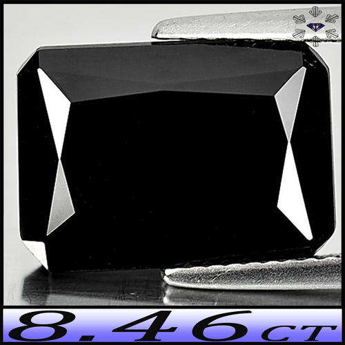 8.46CT THAILAND DIAMOND BLACK UNHEATED SPINEL - PRECISION OPAQUE SCISSOR OCTAGON GEM