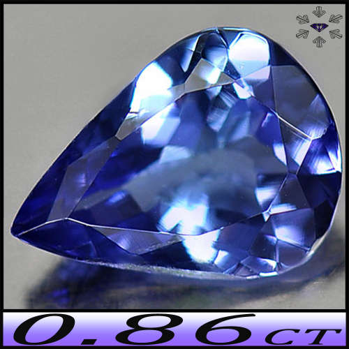 0.86ct Violet Intense Blue Tanzanite Pear - VVS - Attractive Natural Modern Mix Facet Gem