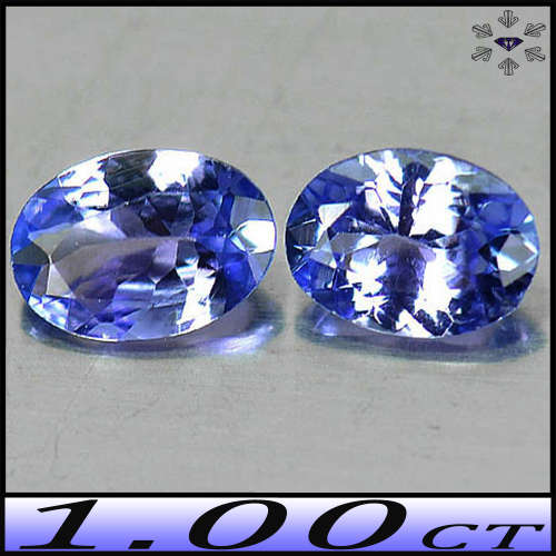 1.00ct Pair Violetish Blue Tanzanite Gems - Vs - Two Tanzania Brilliant Faceted Ovals