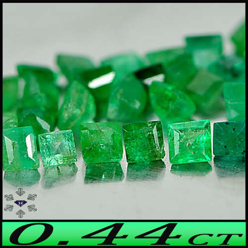 0.44ct Natural Unheated Gem Green Emeralds - Parcel Of 11 Columbian Step Facet Squares