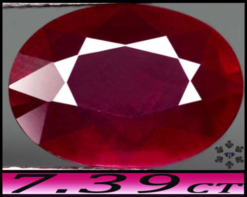 7.39ct Madagascar Purplish Deep Red Ruby - SI - Fancy Oval Gem (Minor Filling)