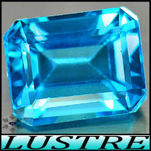 3.33ct Gem Swiss Blue Brazilian Topaz - VVS - Natural Step Faceted Octagon