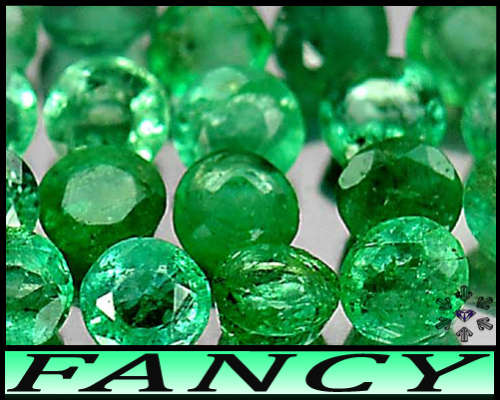 0.82ct Natural Medium Deep Green Emeralds - Ten Unheated Columbia Round Gems