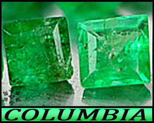 0.25ct Two Untreated Deep Green Emeralds - Matching Pair Columbian Step Facet Squares