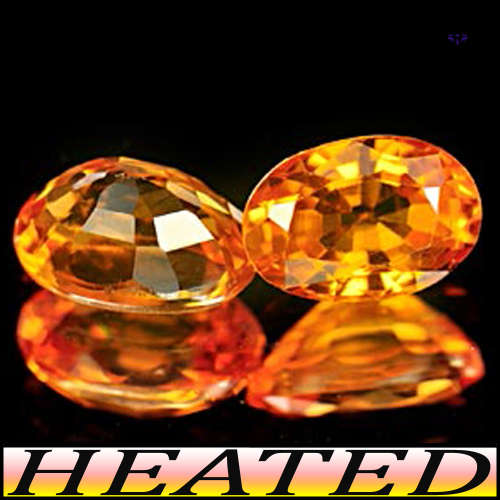 1.00ct Matching Pair Sapphire Gems - VVS - Two Intense Orange Songea Ovals
