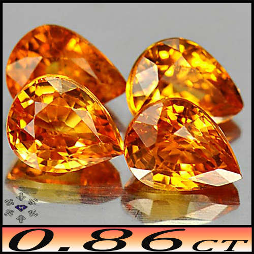 0.86ct Pair Vivid Orange Songea Sapphire - VVS - Two Matching Pear Gems (Heated)