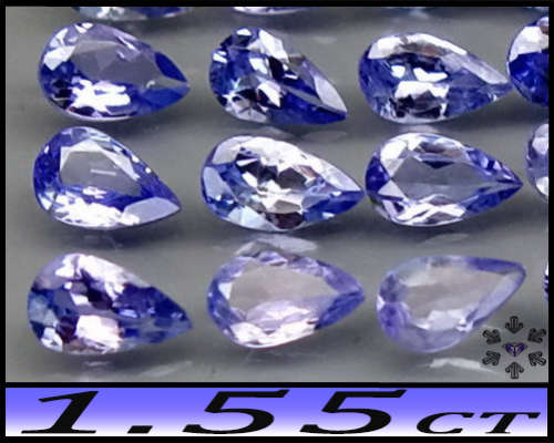 1.55ct Unheated Violet Deep Blue Tanzanite - VS - Eight Matching Multi-Facet Pears