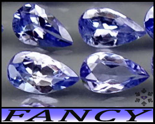 1.40ct Unheated Violetish Vivid Blue Tanzanite - VS - Eight Matching Multi-Facet Pear Gems
