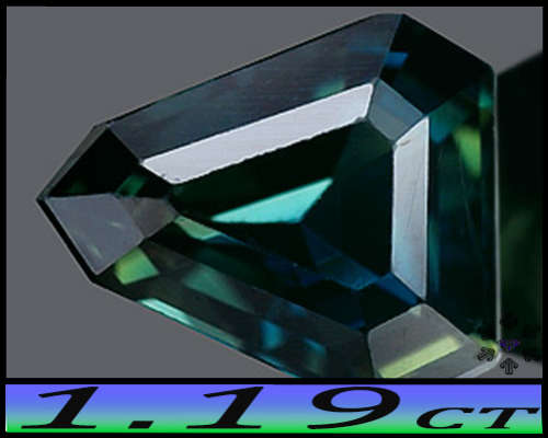 1.19ct Natural Clean Bluish Green Sapphire - VS  Chanthaburi Fancy Step Faceted Gem