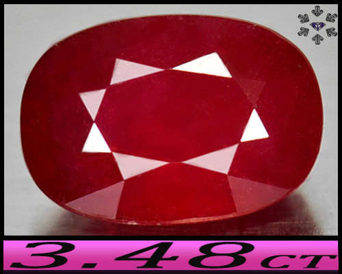 3.48ct Purplish Blood Red Fancy Ruby - SI - Madagascar Oval Cushion (Treated)