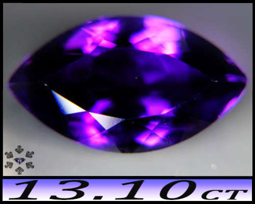 13.10ct Vivid Deep Purple Africa Amethyst - VVS - Mixed Faceted Marquise (Gentle Heat)