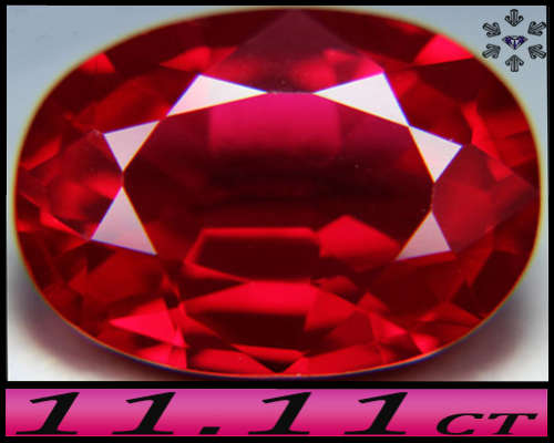 11.11ct Top Vivid Blood Red Ruby Oval - VVS -  Lab Created (Synthetic Corundum)