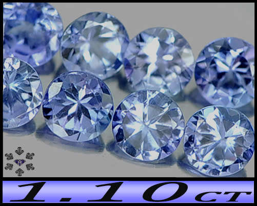 1.10ct Natural Violet Blue Tanzanite Parcel - VVS - Five Brilliant Round Matching  Gems