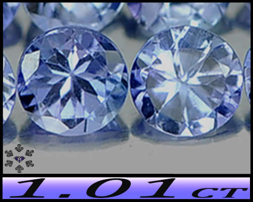 1.01ct Matching  Violet Blue Tanzanite Parcel - VS - Five Natural Brilliant Round Gems