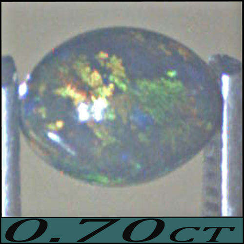 0.80 CT VIVID GREEN & ORANGE FIRE ON A NATURAL BLACK MATRIX BOULDER OPAL POLISHED CABOCHON.