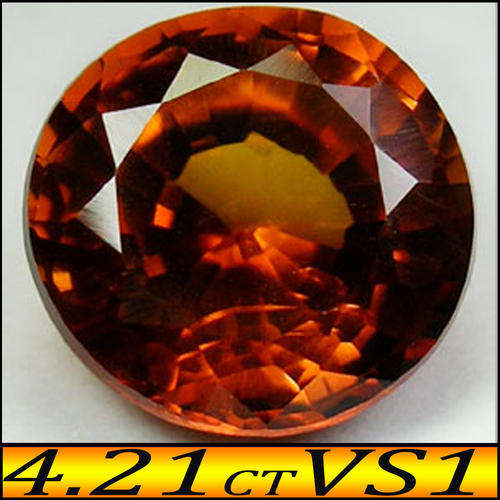 4.21 CT BRILLIANT ORANGEY BROWN NATURAL SAPPHIRE GEMSTONE. POLISHED ROUND FROM EASTERN AFRICA.,