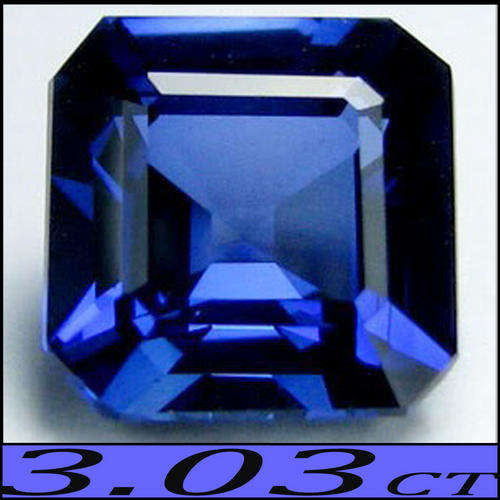 3.03 CT BLAZING MEDIUM BLUE SAPPHIRE POLISHED SQUARE OCTAGON  GEMSTONE.