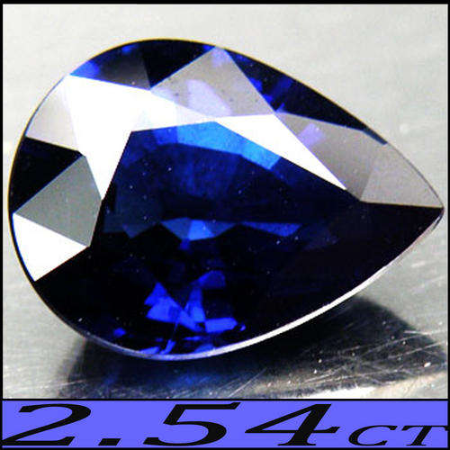 2.54 CT BLAZING BLUE NATURAL SAPPHIRE, A PRISTENE PEAR POLISHED GEMSTONE.