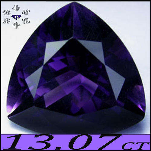 13.07 CT TANTALIZING DEEP VIOLET PURPLE BRILLIANT TRILLION AMETHYST GEMSTONE.