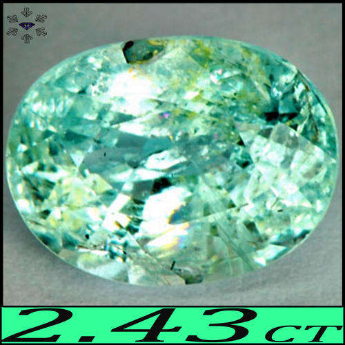 2.43 CT NATURAL SCINTILLATING GLISTENING GREEN INDICOLITE TOURMALINE, A RARE PARAIBA GEMSTONE.
