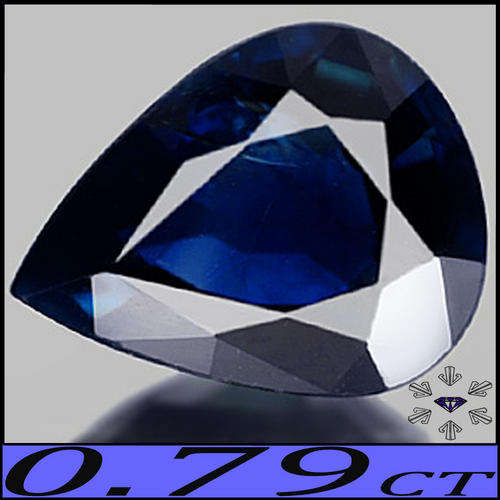 0.79 CT 100% UNHEATED BLAZING BLUE NATURAL SAPPHIRE, A PRECISION PEAR POLISHED GEMSTONE.