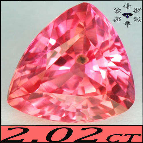 2.02 CT CHERRY PINK LOTUS BLOSSOM PADPARADSCHA, A TRILLION POLISHED SAPPHIRE GEMSTONE.