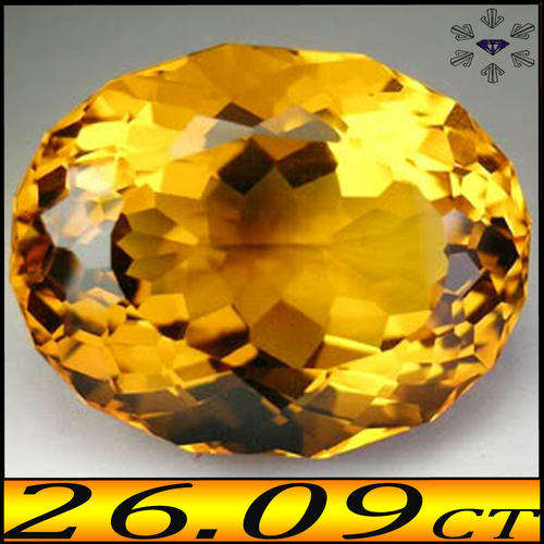 26.09 CT GLISTERING GOLDEN YELLOW CITRINE GEMSTONE POLISHED IN A FANCY OVAL.