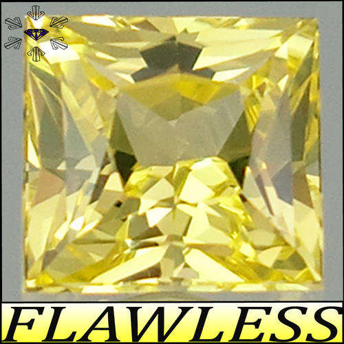 2.00 CT INTENSE YELLOW BRILLIANT PRINCESS DIAMOND SIMULATE, PRECISION MACHINE POLISHED.