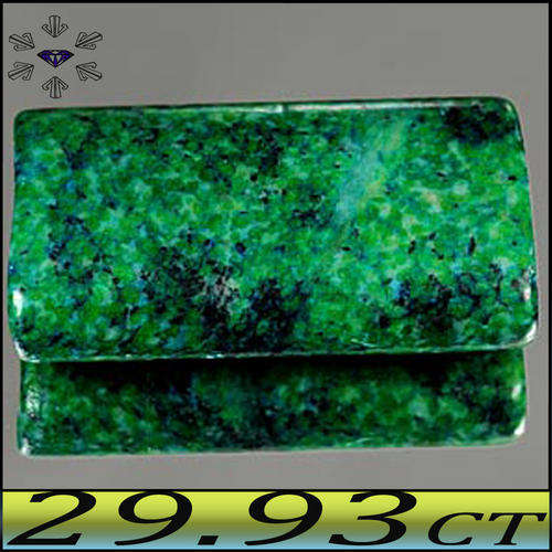 29.93 CT NATURAL MULTI COLOUR CHRYSOCOLLA, AN OPAQUE DRILLED BAGUETTE CABHOCHON.