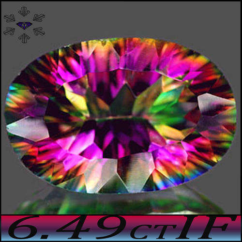 6.49 CT CATCHY CONCAVE POLISHED OVAL RAINBOW QUARTZ, A MAGICAL MYSTIC GEMSTONE.