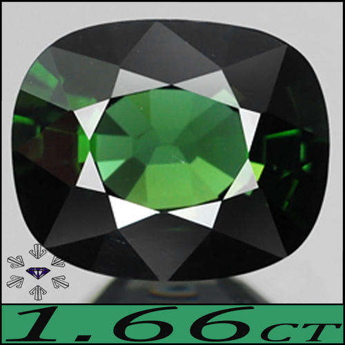 1.66 CT GORGEOUS DEEP FOREST GREEN SPECTACULARLY CUSHION POLISHED NATURAL TOURMALINE GEMSTONE.