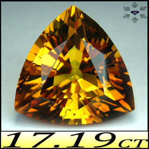 17.19 CT PERFECT TRILLIANT POLISHED YELLOW SAPPHIRE, A CHATHAM SYNTHETIC CREATION.