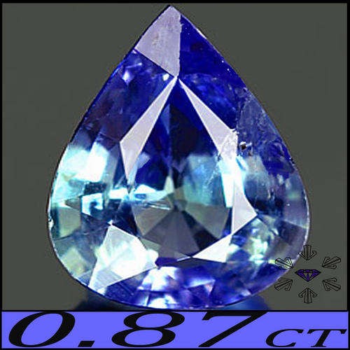 0.87 CT NATURAL VIOLET BLUE EYE CLEAN TANZANITE, PRETTY PEAR GEMSTONE.