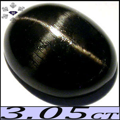 3.05 CT STUNNING DEEP BLACK NATURAL 4 RAY-STAR DIOPSIDE CABOCHON GEMSTONE.