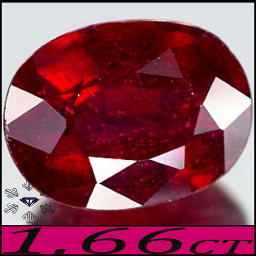 1.66 CT CALIBRATED NATURAL PIGEON BLOOD RED RUBY, A  MAGNIFICIENT OVAL GEMSTONE.