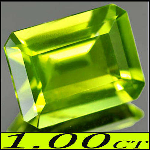 1.00 CT NATURAL UNHEATED OLIVE GREEN OCTAGON POLISHED THAILAND PERIDOT GEMSTONE.