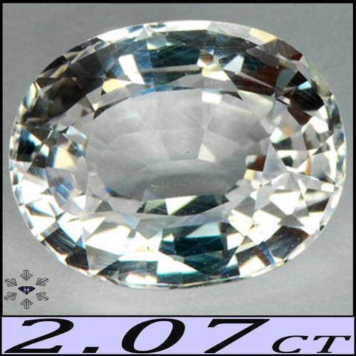 2.07 CT MAGNIFICIENT BRIGHT BRILLIANT POLLISHED OVAL BURMA DIAMOND WHITE SAPPHIRE GEMSTONE.
