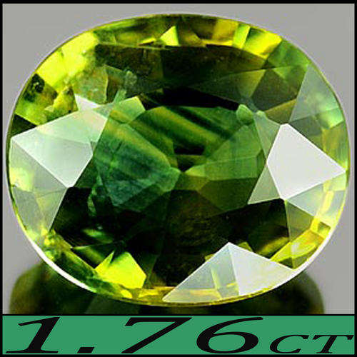 1.76 CT STUNNING FOREST YELLOW GREEN CLEAN SAPPHIRE OVAL POLISHED NATURAL GEMSTONE.