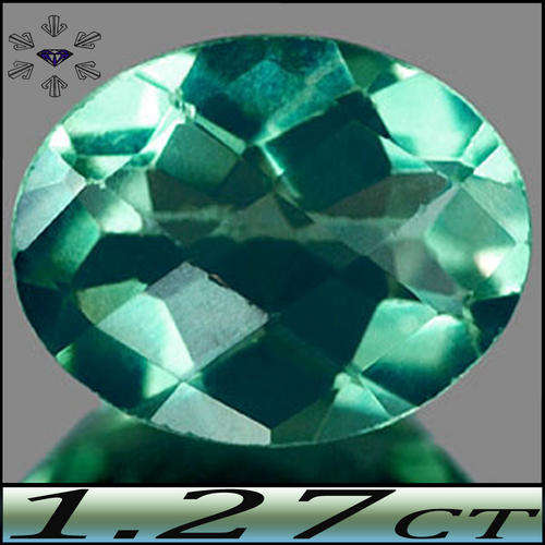 1.27 NATURAL DEEP BLUISH GREEN RARE FLUORITE GEMSTONE, A TANZANIA CHECKERBOARD POLISHED OVAL.