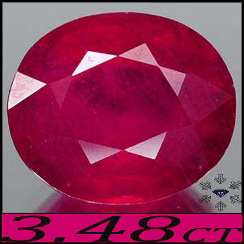 3.48 CT NATURAL CHERRY RIPE PURPLISH RED RUBY, A CLEAN OVAL TANZANIA GEMSTONE