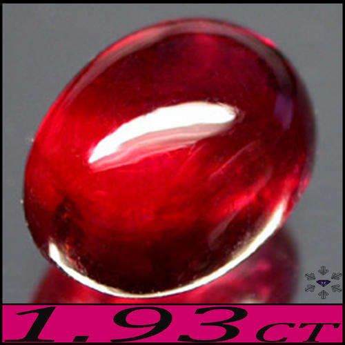 1.93 CT RED HOT OVAL POLISHED CABOCHON, A PRETTY BLOOD RED RUBY GEMSTONE.
