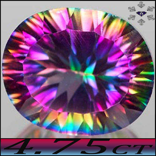 4.75 CT DEEP RED AND PURPLE PLAYING FIRE FROME A DELIGHTFUL NATURAL MYSTIC GREEN RAINBOW QUARTZ.