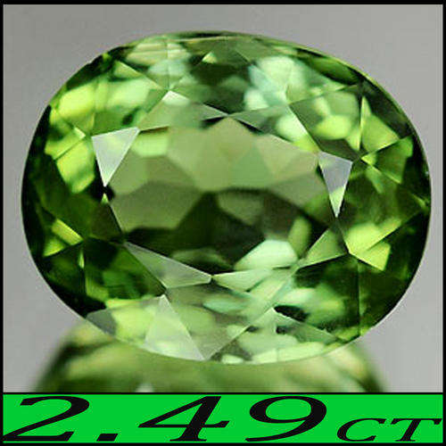 2.49 CT CLEAN PERFECTLY POLISHED NATURAL GREEN TOURMALINE, A GEMSTONE WITH BLUE FIRE.